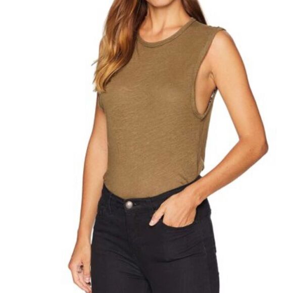 Free People Womens All The Time Green Bodysuit - Picture 1 of 10